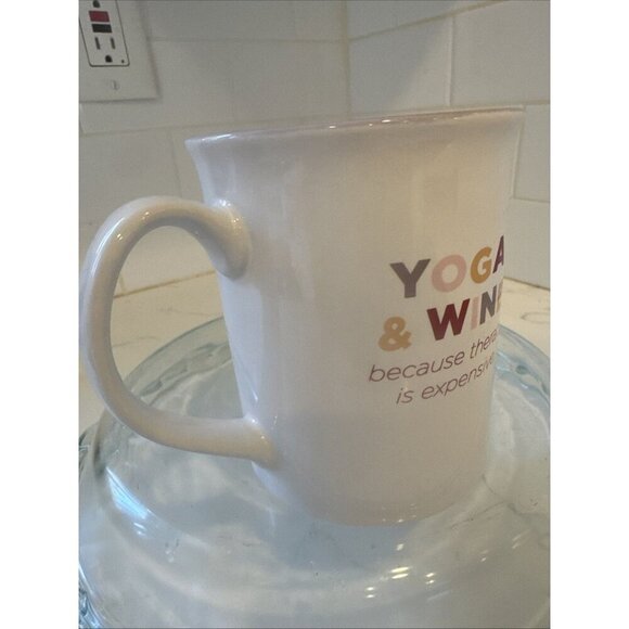"YOGA & WINE -- BECAUSE THERAPY IS EXPENSIVE.", Ceramic Coffee Cup Mug Vintage - Picture 4 of 12